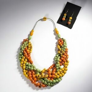 Tagua Beaded Necklace and Earring Set